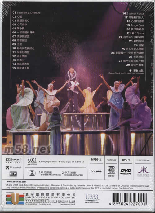 2001劉德華夏日Fiesta演唱會DVD DTS版專輯背面圖片