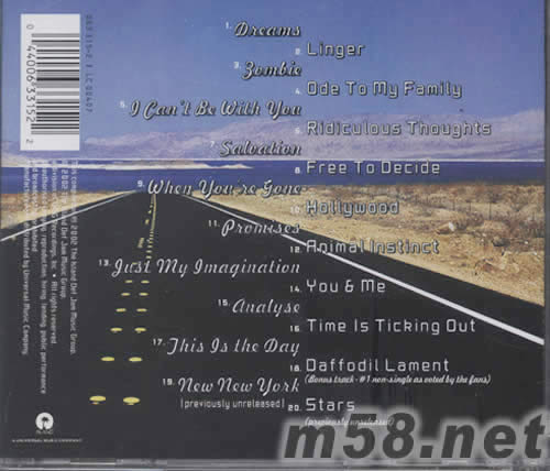 THE Cranberries star THE BEST OF 1992-2002專輯背面圖片