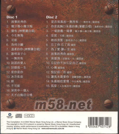 2004杰出之選專輯背面圖片