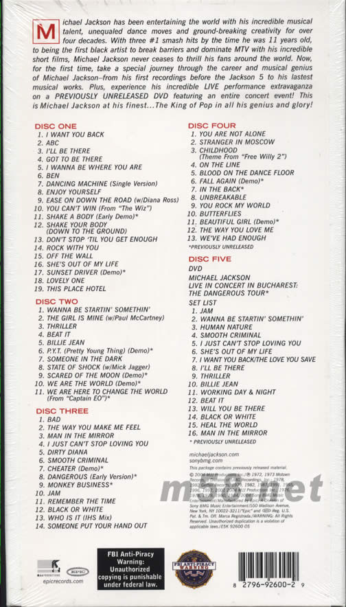 THE ULTIMATE COLLECTION 5碟套裝 (美國白版)專輯背面圖片