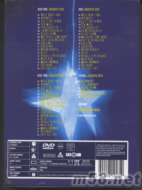 THE CURE GREATEST HITS(豪華版套裝)專輯背面圖片