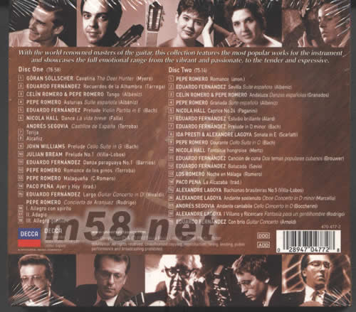 MASTERS OF THE Guitar 吉它大師精選 2CD專輯背面圖片