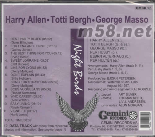 NIGHT BIRDS夜鳥專輯背面圖片