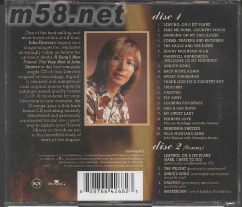A SONG’S BEST FRIEND THE VERY BEST OF JOHN DENVER專輯背面圖片