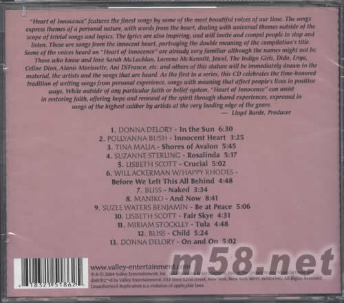 純潔的心HEART OF INNOCENCE(發燒級女聲精選專輯背面圖片