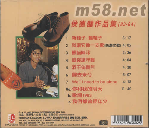 侯德建作品集(83-84)專輯背面圖片