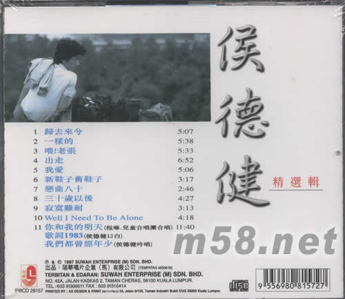 侯德建精選集專輯背面圖片