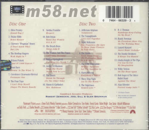 FORREST GUMP THE SOUNDTRACK 電影原聲專輯背面圖片