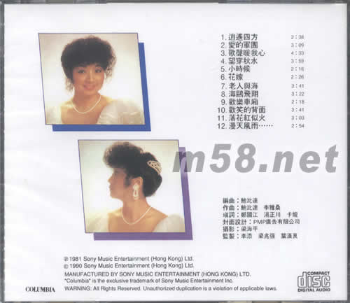 逍遙四方(SONY日本限量版CD)專輯背面圖片