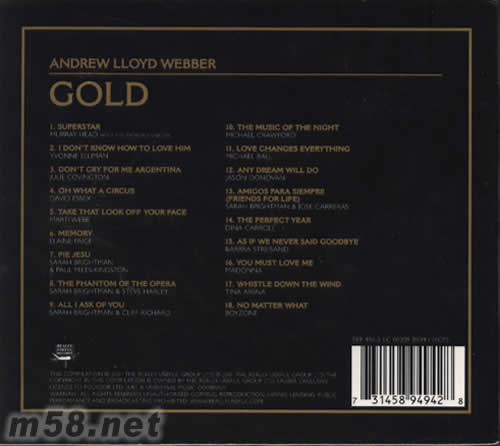 GOLD(THE DEFINITIVE HIT SINGLES COLLECTION)專輯背面圖片