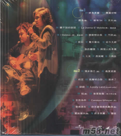 二人之重唱演唱會2003 CD專輯背面圖片