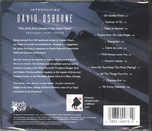 INTRODUCING DAVID OSBORNE (白鋼琴)專輯背面圖片