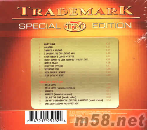 SPECIAL EDITION ONLY LOVE專輯背面圖片