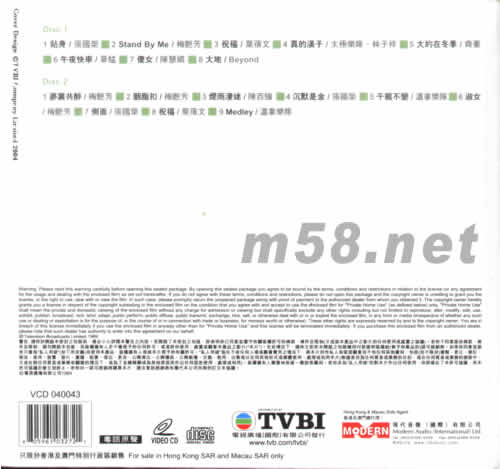 1988年度十大勁歌金曲頒獎典禮 2 VCD專輯背面圖片