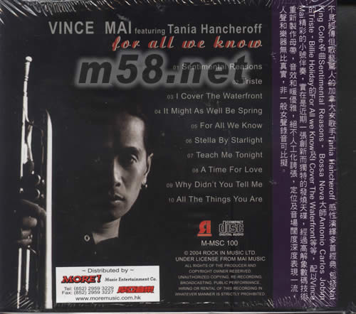 FOR ALL WE KNOW VINCE專輯背面圖片