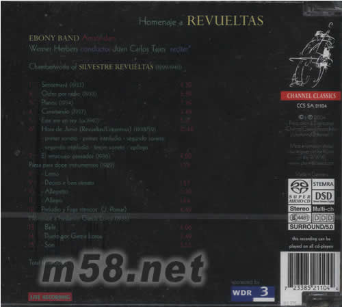 HOMENAJE A REVUELTAS SACD專輯背面圖片