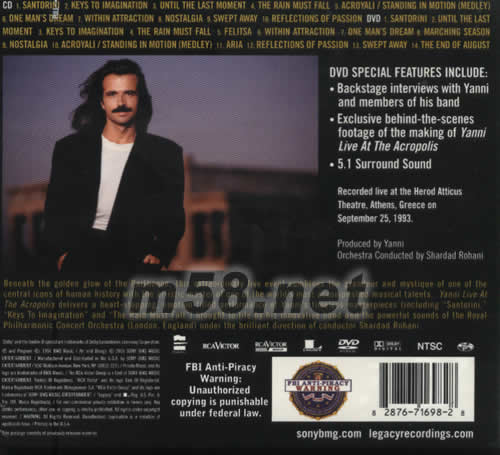 YANNI LIVE AT THE ACROPOLIS(雅典衛(wèi)城音樂會) 美版專輯背面圖片