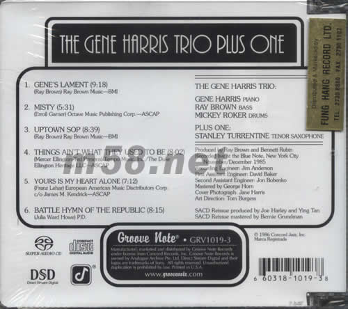 The Gene Harris Trio Plus One SACD專輯背面圖片
