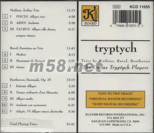 TRYPTYCH拉威爾 貝多芬專輯背面圖片