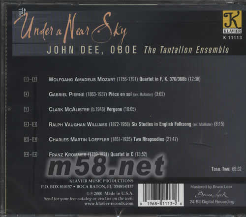 最近的天空下UNDER A NEAR SKY雙簧管四重奏專輯背面圖片