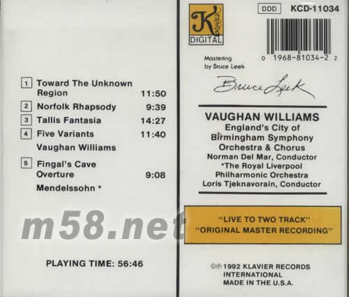 英伯明翰交響樂,管弦樂,合唱團TOWARD THE UNKNOWN專輯背面圖片