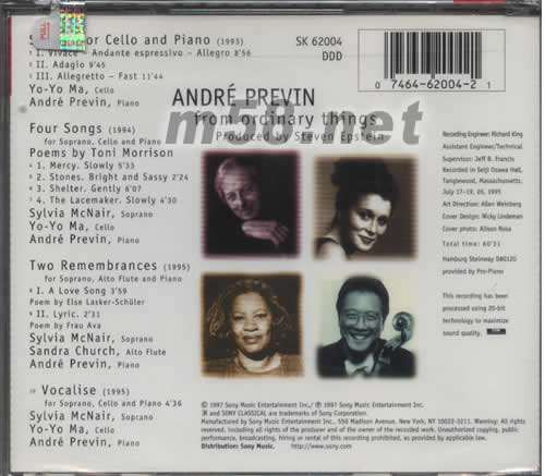 PREVIN FROM ORDINARY THINGS專輯背面圖片