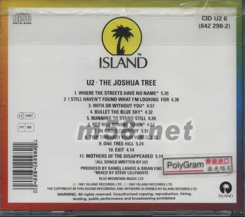 THE JOSHUA TREE專輯背面圖片