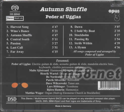發燒結他王 - 秋日漫步 AUTUMN SHUFFLE HI FI SACD(瑞典OPUS 3 發燒工作室)專輯背面圖片