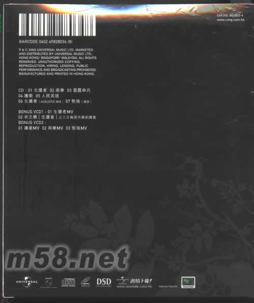 THE SURVIVOR加強(qiáng)版專輯背面圖片