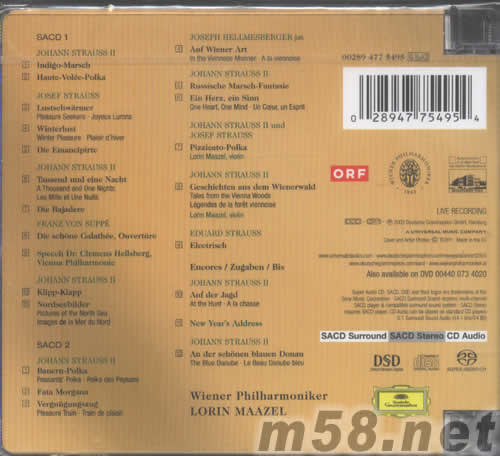 2005維也納新年音樂會NEW YEAR S CONCERT SACD專輯背面圖片