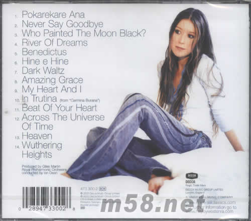 Hayley Westenra Pure專輯背面圖片