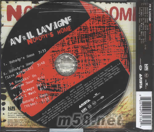 NOBODY’S HOME專輯背面圖片