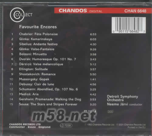 FAVOURITE ENCORES專輯背面圖片