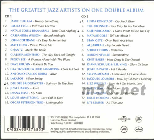 NO 1爵士精選THE NUMBER ONE JAZZ ALBUM專輯背面圖片