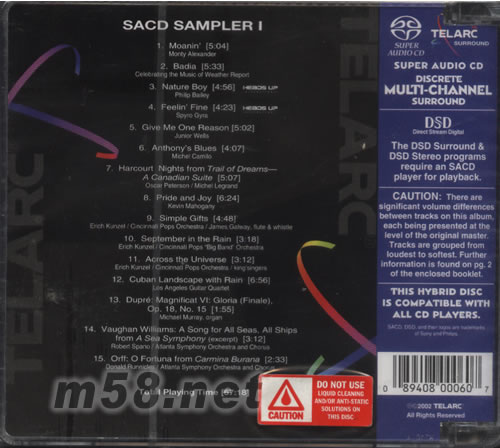 TELARC SACD SAMPLER I專輯背面圖片