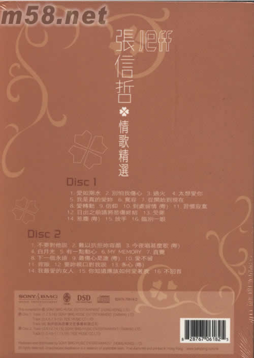張信哲Jeff情歌精選專輯背面圖片