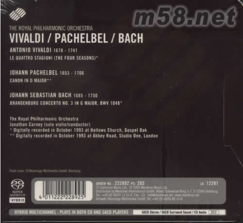VIVALD BACH 維瓦爾第與巴赫SACD專輯背面圖片
