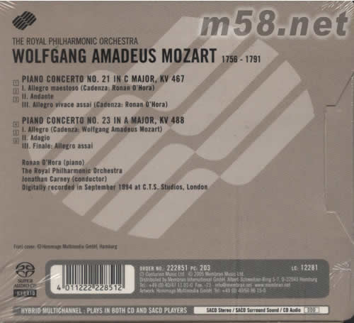 MOZART(鋼琴協奏曲)SACD專輯背面圖片
