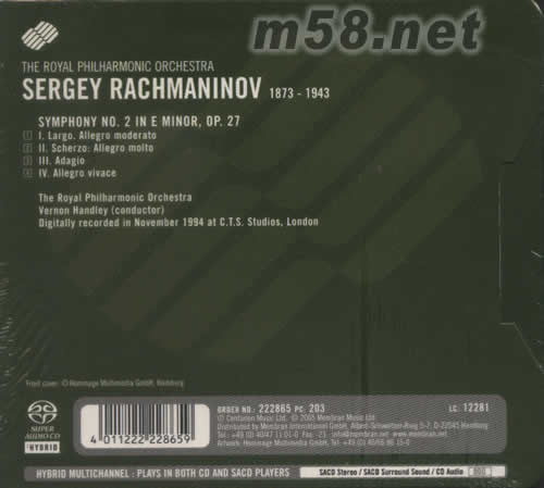 RACHMANINOV 拉赫瑪尼諾夫SACD專輯背面圖片