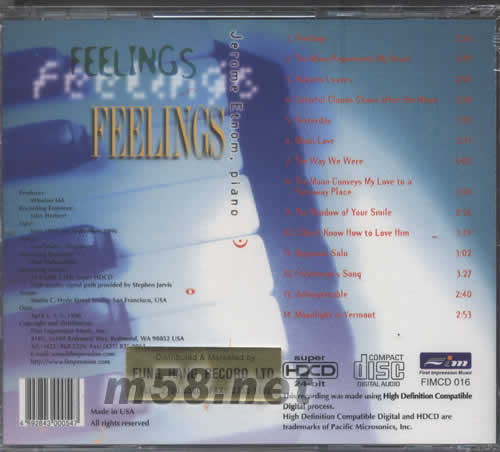 FEELINGS(鋼琴情思)專輯背面圖片