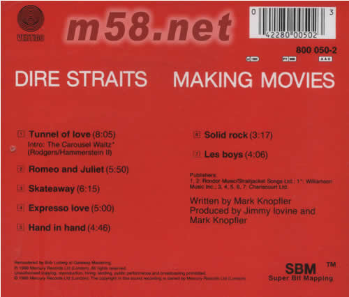 MAKING MOVIES專輯背面圖片