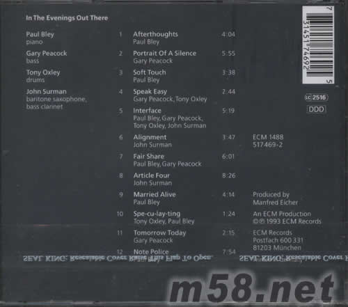 IN THE EVENINGS OUT THERE專(zhuān)輯背面圖片