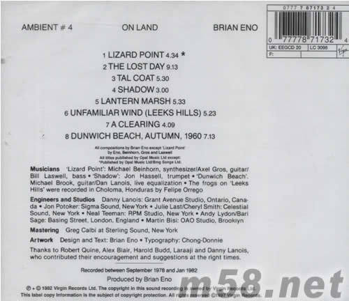 AMBIENT 4 ON LAND專輯正面圖片