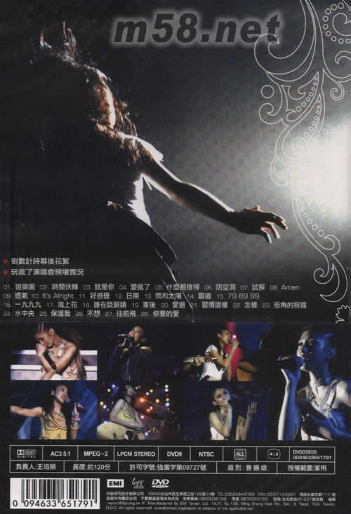 玩瘋了演唱會DVD專輯背面圖片