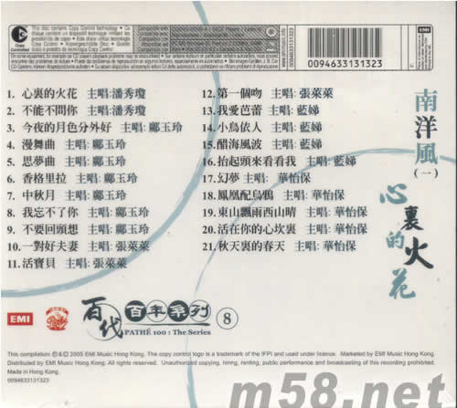 南洋風(fēng)(一)心里的火花(百代百年系列8)專(zhuān)輯背面圖片
