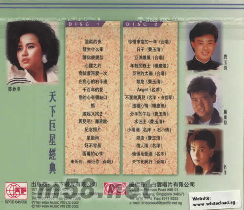 天下巨星經典2CD精選專輯背面圖片
