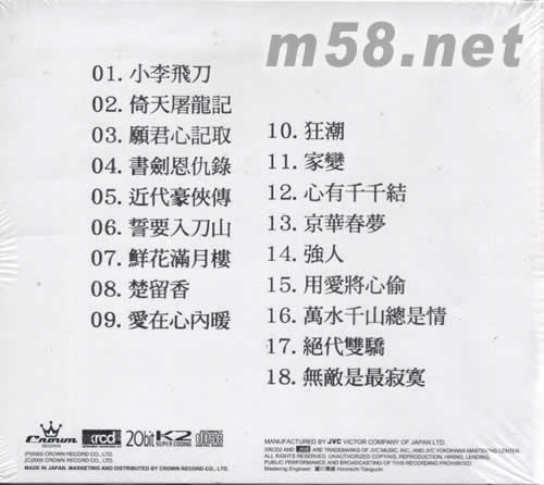 家傳戶曉 我們叁十年的主題曲XRCD專輯背面圖片