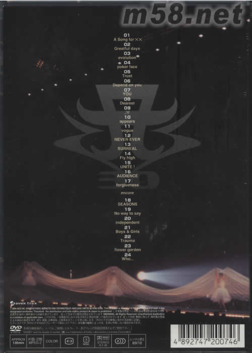 museum~出道30張單曲紀(jì)念演唱會DVD(海外版)專輯背面圖片