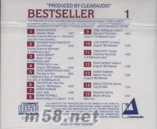 BESTSELLER 1大針版專輯背面圖片