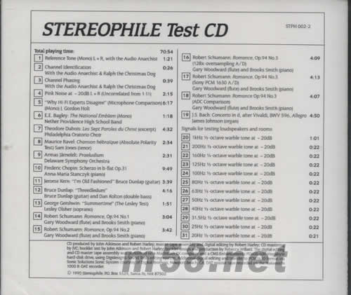 STEREOPHILE測試碟專輯背面圖片